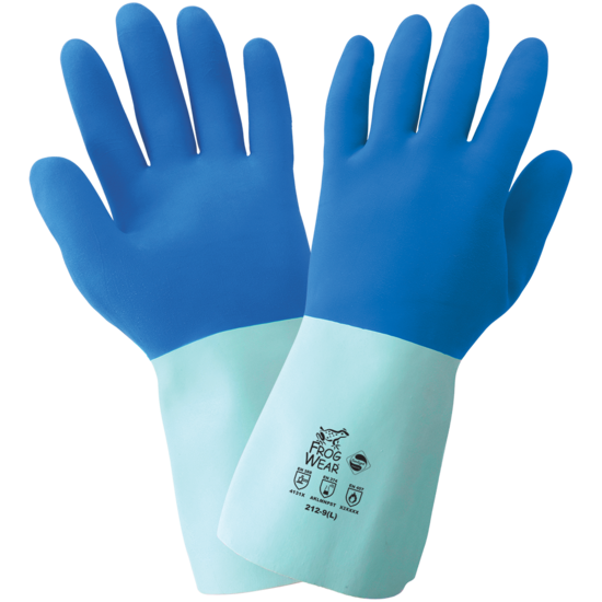 FrogWear® Supported Cotton-Lined Blue Flexible Natural Rubber Latex Gloves