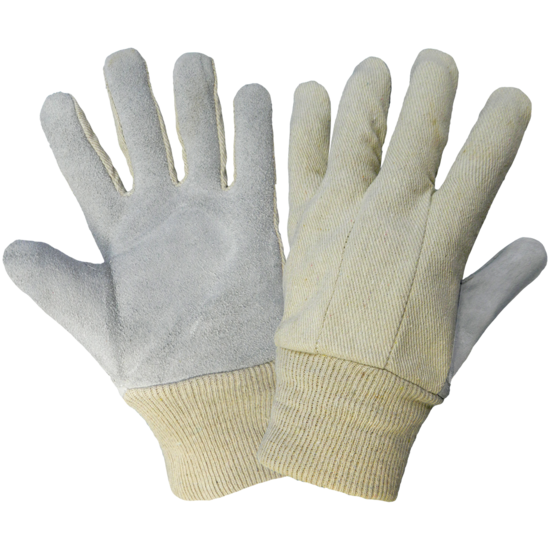 Economy Split Cowhide Leather Palm Gloves with Knit Wrist