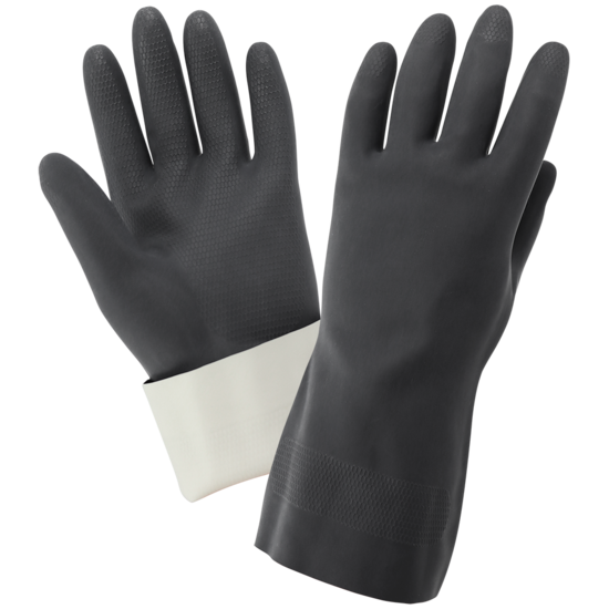 FrogWear® Premium Black Flock-Lined 30-Mil Neoprene Unsupported Gloves with Honeycomb Pattern Grip