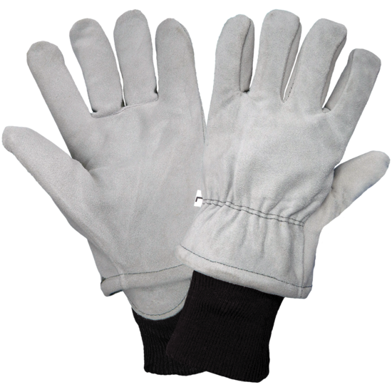 Heavy Gray Standard-Grade Split Cowhide Leather Insulated Freezer Gloves