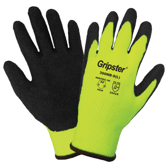 Gripster® Cut, Abrasion, and Puncture Resistant High-Visibility Etched Rubber-Coated Palm Gloves