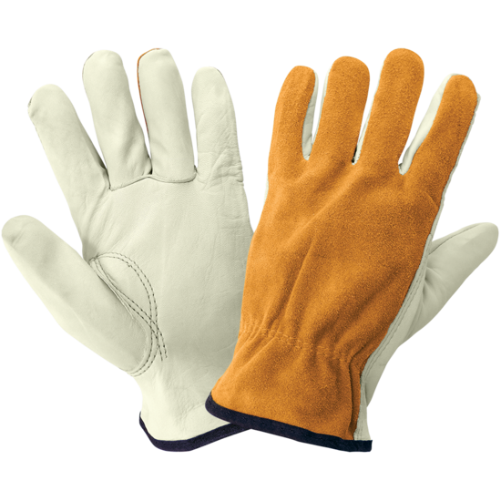 Premium-Grade Grain Cowhide Leather Palm Split Back Drivers Gloves