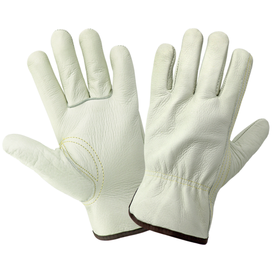 Standard-Grade Grain Cowhide Beige Drivers Gloves