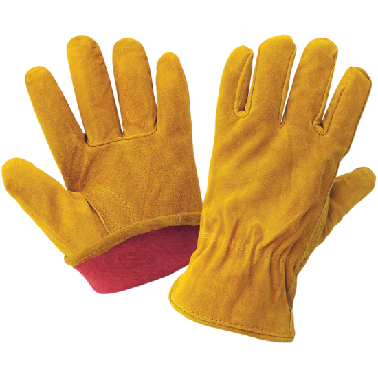 Russet Color Standard-Grade Cowhide Split Leather Fleece-Lined Drivers Gloves