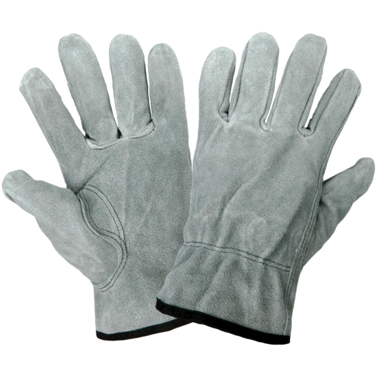 Standard-Grade Gray Split Cowhide Leather Drivers Style Gloves