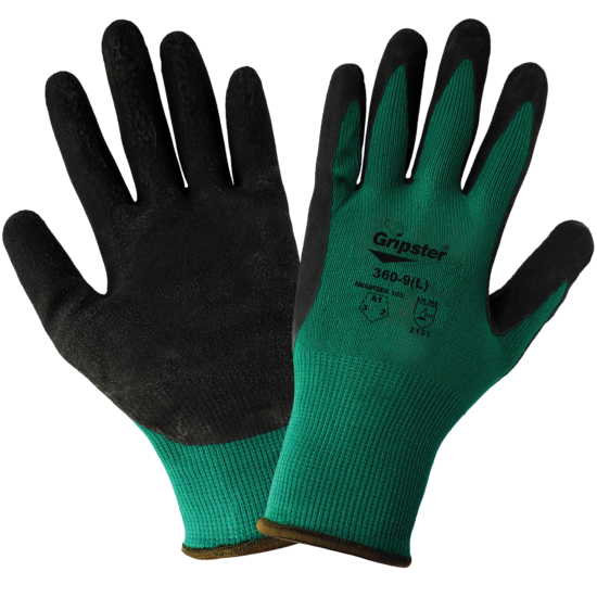 Gripster® Black Foam Rubber Coated Flexible Nylon Multi-Purpose Gloves with Cut, Abrasion, and Puncture Resistance