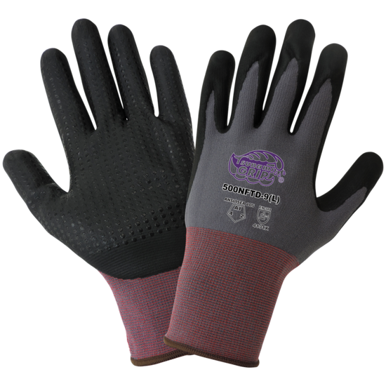 Tsunami Grip® Lightweight Seamless Dotted New Foam Technology Palm Coated Gloves with Cut, Abrasion, and Puncture Resistance