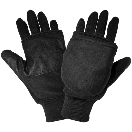 Insulated Fleece Flip-Up Mittens with Heating Pad Pocket