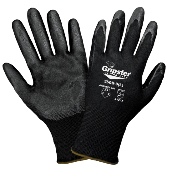 Gripster® Ultra-Lite Black Foam Nitrile Coated Gloves with Cut, Abrasion, and Puncture Resistance