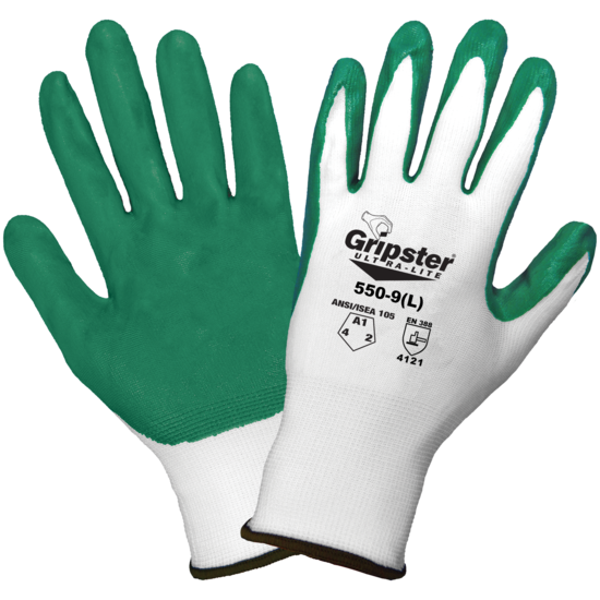 Gripster® Ultra-Lite Solid Nitrile Coated Nylon Gloves with Cut, Abrasion, and Puncture Resistance