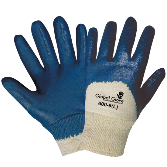 Solid Nitrile Three-Quarter Coated Two-Piece Jersey Gloves