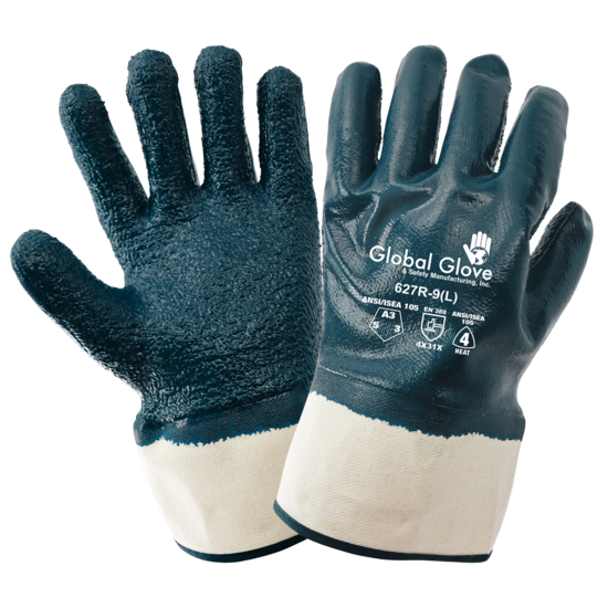 Premium Solid Nitrile Fully Coated Two-Piece Jersey Gloves with Rough Finish