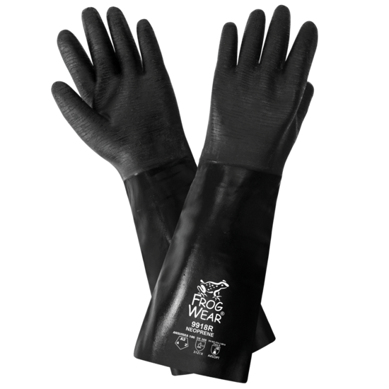 FrogWear® Premium Neoprene Rough Etched Finish 18-Inch Chemical Handling Gloves