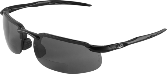 Swordfish® Smoke 1.0 Diopter Bifocal Reader Style Lens, Matte Black Frame Safety Glasses - LIMITED STOCK