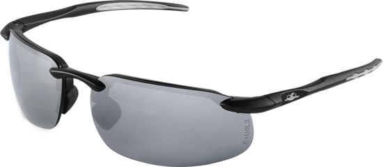 Swordfish® Silver Mirror Lens, Matte Black Frame Safety Glasses