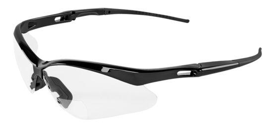 Spearfish® Clear Performance Fog Technology 1.5 Diopter Bifocal Reader Style Lens, Shiny Black Frame Safety Glasses