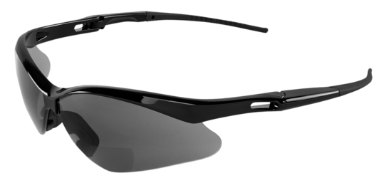 Spearfish® Smoke Performance Fog Technology 1.5 Diopter Bifocal Reader Style Lens, Shiny Black Frame Safety Glasses