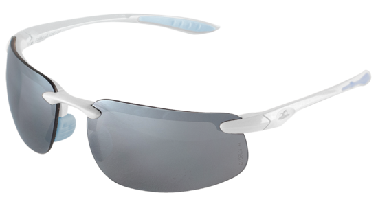 Swordfish®X Silver Mirror Lens, Shiny White Frame Safety Glasses - LIMITED STOCK