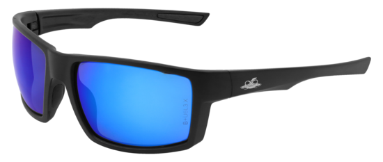 Sawfish™ Blue Mirror Performance Fog Technology Lens, Matte Black Frame Safety Glasses