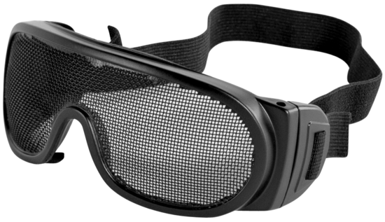 Wire Mesh Lens, Matte Black Frame Safety Goggles