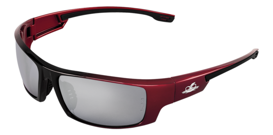 Dorado® Silver Mirror Lens, Red to Black Frame Safety Glasses