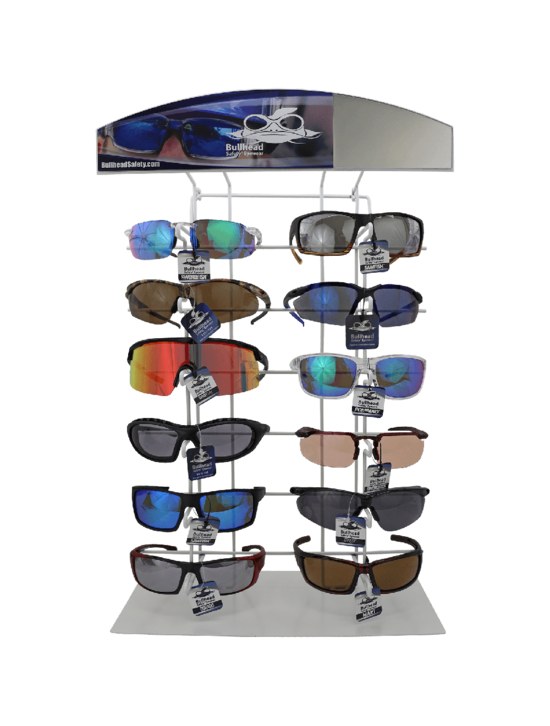 Bullhead Safety&reg; Eyewear Multi-Purpose One-Sided 12-Piece Eyewear Display