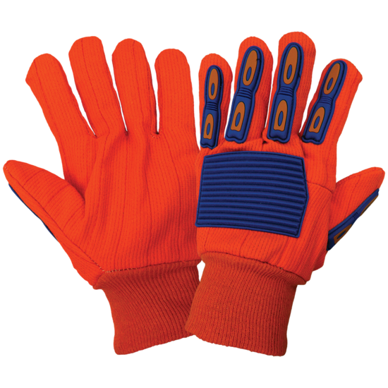 Corded Orange 18 oz. Cotton/Polyester Gloves with TPU Impact Protection