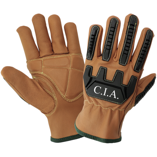 Impact, Oil and Water Resistant Double Palmed Goatskin Leather Gloves - LIMITED STOCK