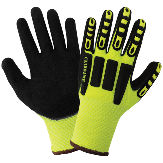 Vise Gripster® C.I.A. High-Visibility Double Mach Finish Nitrile Coated Impact Gloves with Cut, Impact, Abrasion, and Puncture Resistance