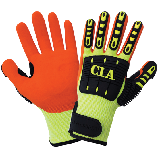 Vise Gripster® C.I.A. Cut, Abrasion, Puncture, and Impact Resistant Mach Finish Nitrile-Coated Palm High-Visibility Gloves