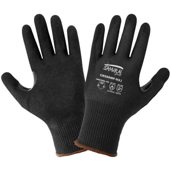 Samurai Glove® Cut, Abrasion, and Puncture Resistant Black Aralene Nitrile-Coated Gloves