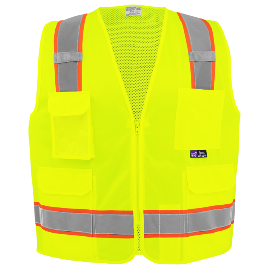 FrogWear&reg; HV Lightweight High-Visibility Yellow/Green Polyester Surveyors Safety Vest