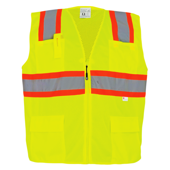 FrogWear® HV High-Visibility Yellow/Green Solid and Mesh Polyester Surveyors Vest