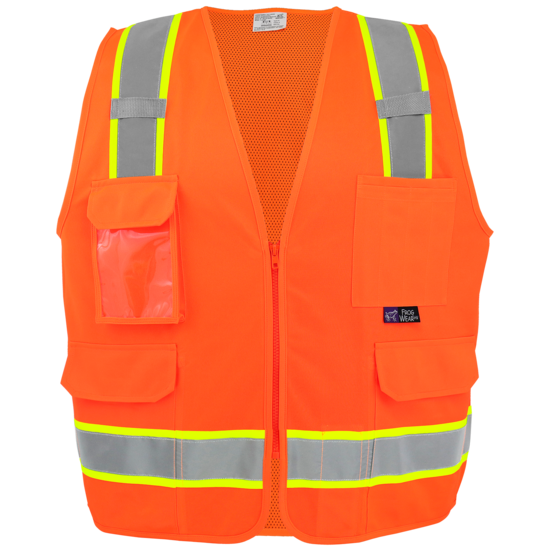 FrogWear&reg; HV Lightweight High-Visibility Orange Polyester Surveyors Safety Vest