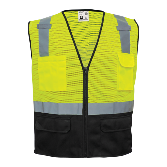 FrogWear® HV High-Visibility Polyester Solid Black Bottom Safety Vest