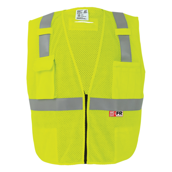 FrogWear® HV Flame-Resistant High-Visibility Yellow/Green Surveyors Safety Vest