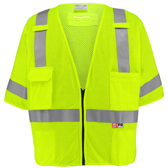 FrogWear® HV Flame-Resistant Surveyors Safety Vest with Sleeves