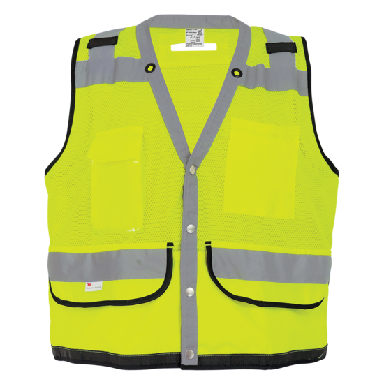 FrogWear® HV Lightweight High-Visibility Yellow/Green Mesh and Solid Surveyors Safety Vest