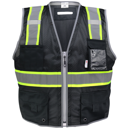 FrogWear® HV Black Enhanced Visibility Surveyors Safety Vest