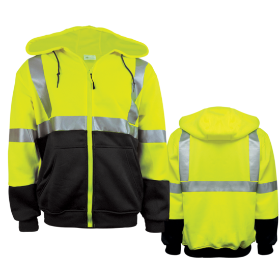 FrogWear&reg; HV High-Visibility Polyester Fleece Hooded Sweatshirt