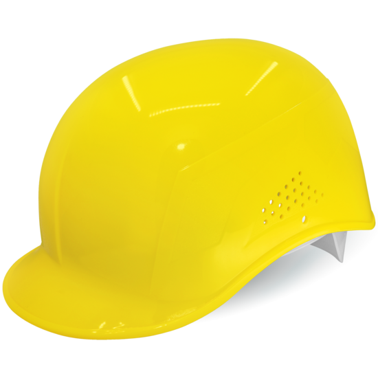 Bullhead Safety™ Head Protection Yellow Vented Bump Cap With Four-Point Slide Lock Suspension