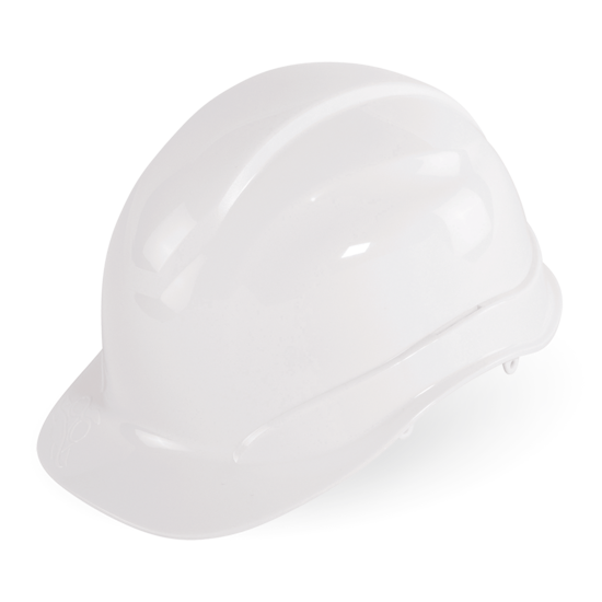 Bullhead Safety™ Head Protection White Unvented Cap Style Hard Hat With Six-Point Slide Lock Suspension