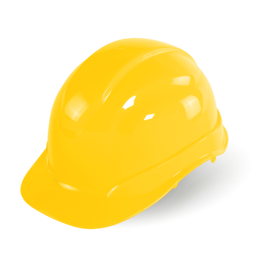 Bullhead Safety™ Head Protection Yellow Unvented Cap Style Hard Hat With Six-Point Slide Lock Suspension