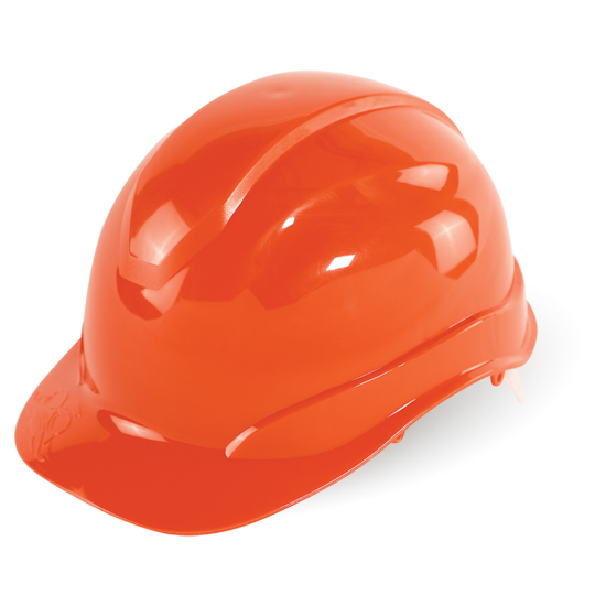 Bullhead Safety™ Head Protection Orange Unvented Cap Style Hard Hat With Six-Point Ratchet Suspension