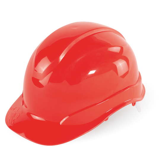 Bullhead Safety™ Head Protection Red Unvented Cap Style Hard Hat With Six-Point Ratchet Suspension