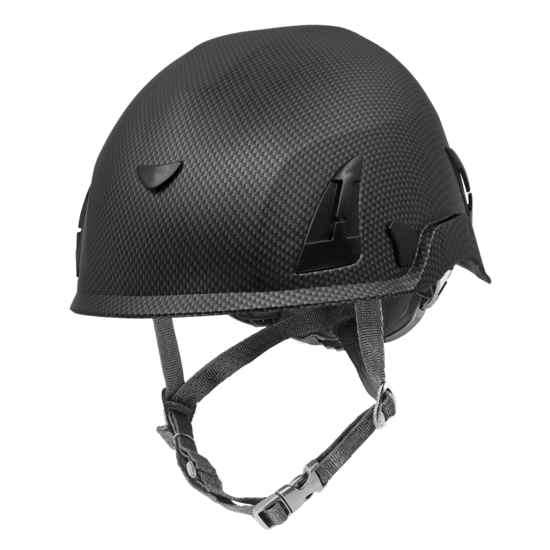 Bullhead Safety™ Head Protection - Matte Black Graphite Climbing Style Protective Helmet with Six-Point Ratchet Suspension and Four-Point Chin Strap