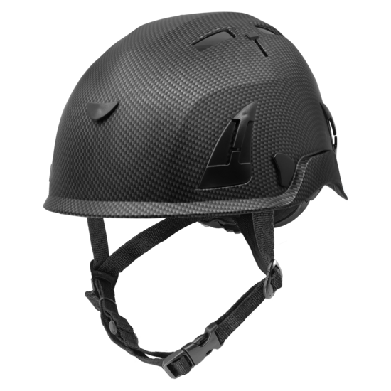 Bullhead Safety&trade; Head Protection Matte Black Graphite Type 2 Climbing Style Protective Helmet with Optional Venting, a Four-Point Chin Strap, and a Ratchet Suspension