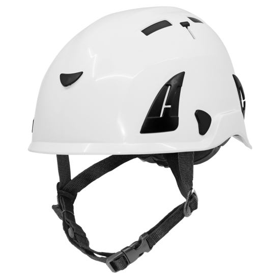 Bullhead Safety&trade; Head Protection White Type 2 Climbing Style Protective Helmet with Optional Venting, a Four-Point Chin Strap, and a Ratchet Suspension