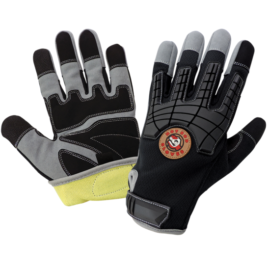 Hot Rod Gloves® Premium Synthetic Leather Palm Performance Mechanics Style Gloves with a Cut Resistant Liner, Impact Protection, and a Mesh Back