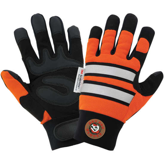 Hot Rod Gloves® High-Visibility Synthetic Leather Palm Performance Mechanics Style Gloves with a Spandex Back